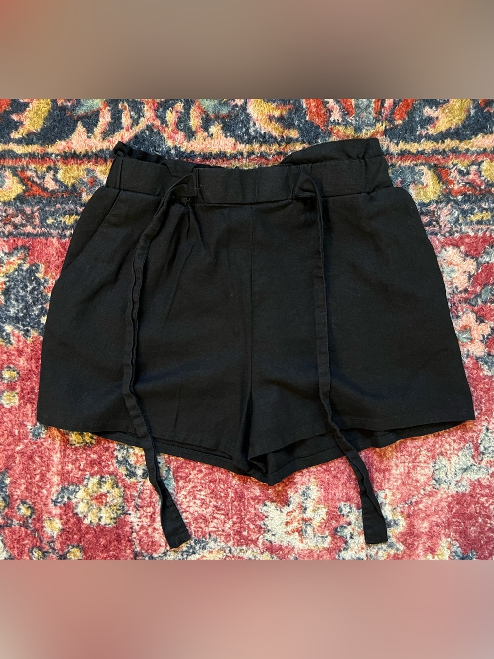 Ambiance Apparel Black Paperbag Shorts women’s size S